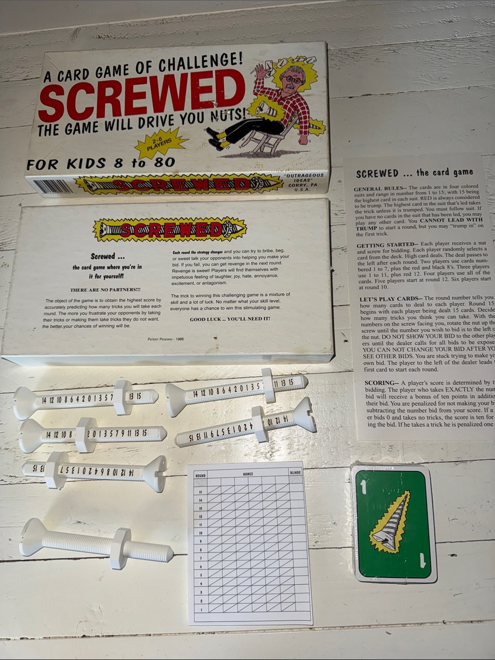 Screwed Card Game Vintage Box - White & Red Graphics